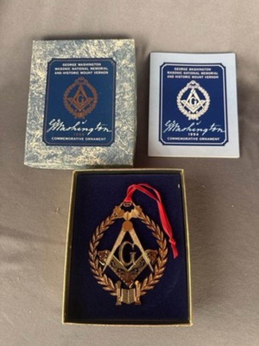 1994 George Washington Masonic Memorial Ornament Freemason w/ Box